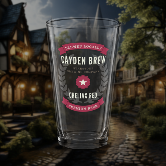 Cayden Brew's Cheliax Red Pint Glass
